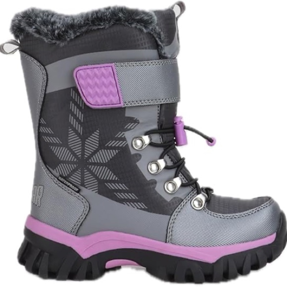 Cougar Gray and Pink Kids Winter Boots